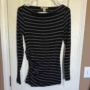Banana Republic Asymmetrical Black and White Long Sleeve Blouse